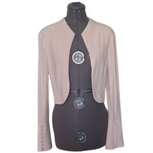 SZ6 Joseph Ribkoff Blush Pink Open-Front Blazer Trumpet Sleeves